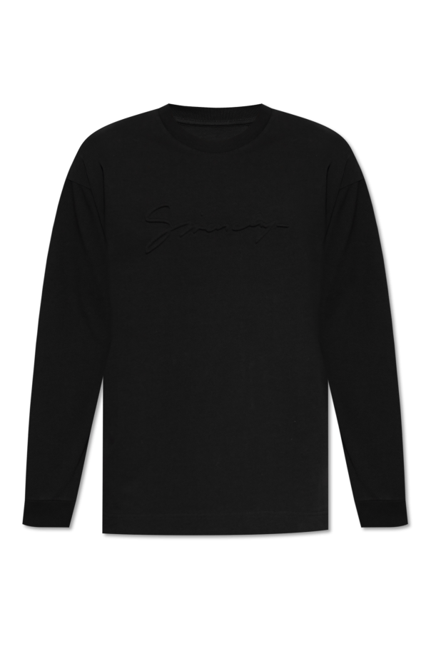 【関税込み】Givenchy ブラック ルーシュ 長袖Tシャツ GIVENCHY ジバンシィ Tシャツ ロンT メンズ 長袖 ロゴ クルー